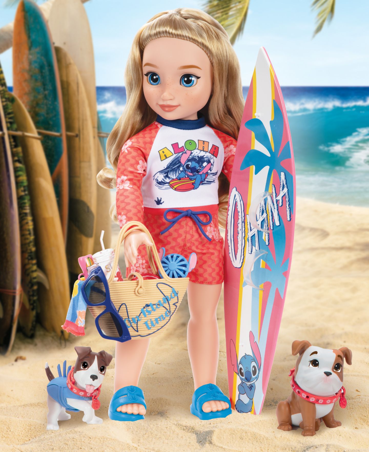 Детская кукла Disney Princess Lilo & Stitch-Inspired 18" Beach Fashion Doll with Two Puppies — фото 3