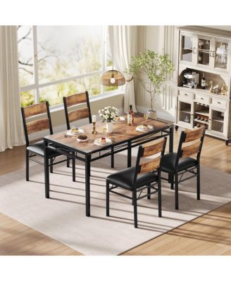 Modern Dining Table Set for 2/4 - Space Saving Small Kitchen Table with Upholstered Chairs