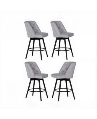 Set of 4 Upholstered Swivel Counter Stools with Backrest