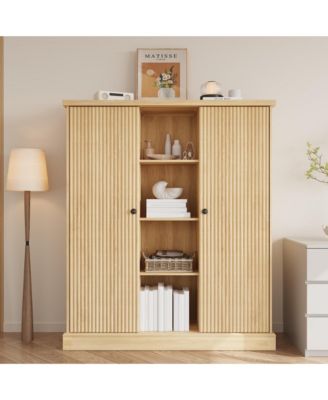 Tall Shoe Cabinet with Doors, 6-Tier Narrow Wooden Organizer