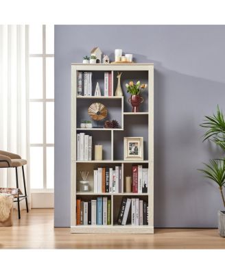 Free Combination Wood Open Bookshelf with Anti-Tip Storage Organizer