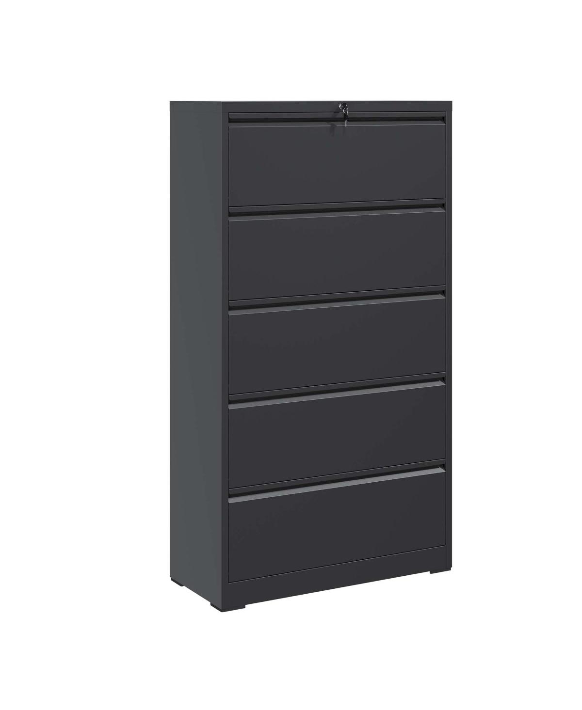 Streamdale Furniture 5-Drawer Metal Lateral File Cabinet with Lock - Black
