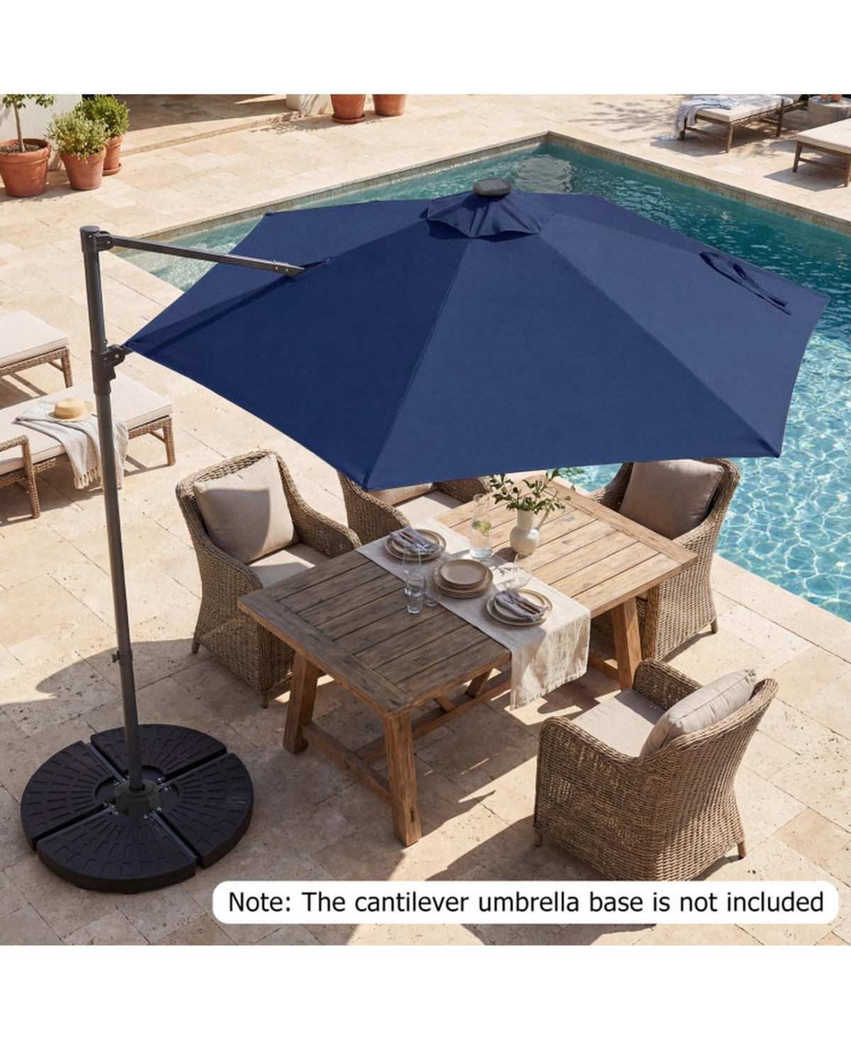 Gouun 10 Ft Patio Cantilever Umbrella with Foot Pedal and Solar Led Lights