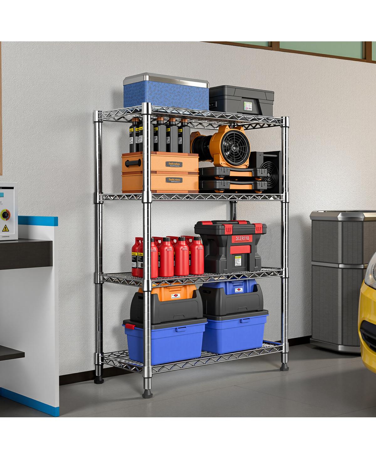 Streamdale Furniture 4-Tier Steel Wire Storage Shelving Unit, 1000 lbs Capacity