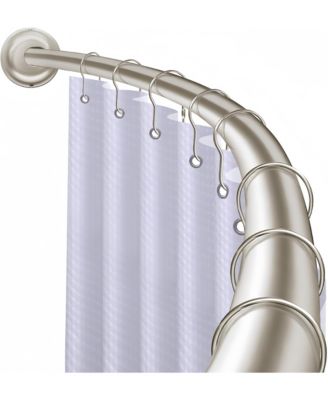 45-72" Wall Mounted Single Curved Shower Rod, Rust-Proof, Need Drilling