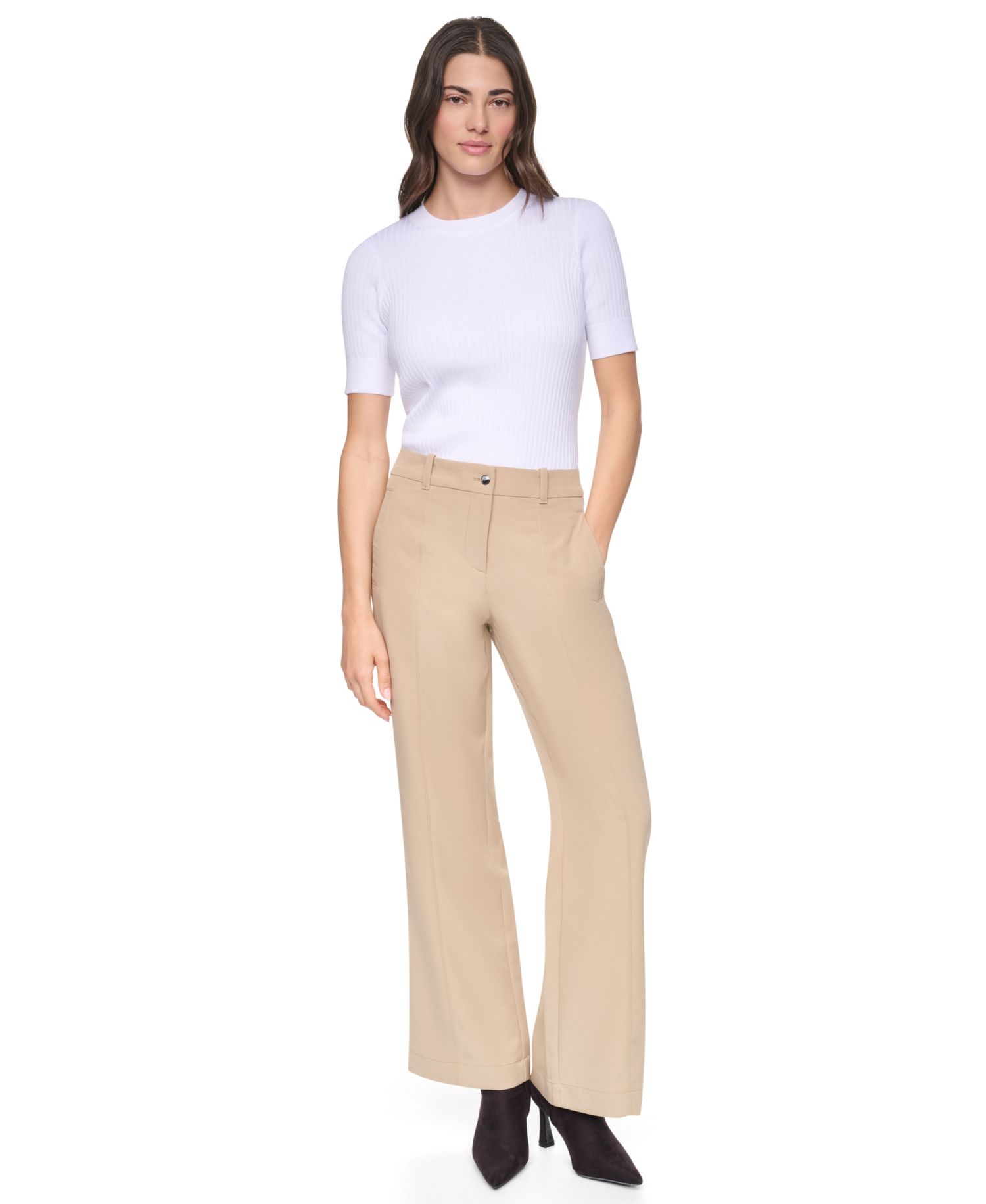 Women's Seamed Bi-Stretch Flare-Leg Pants