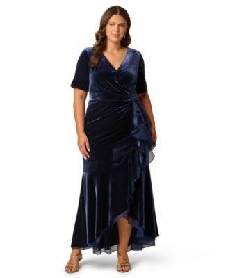 Plus Size Surplice Neck Fit & Flare Dress