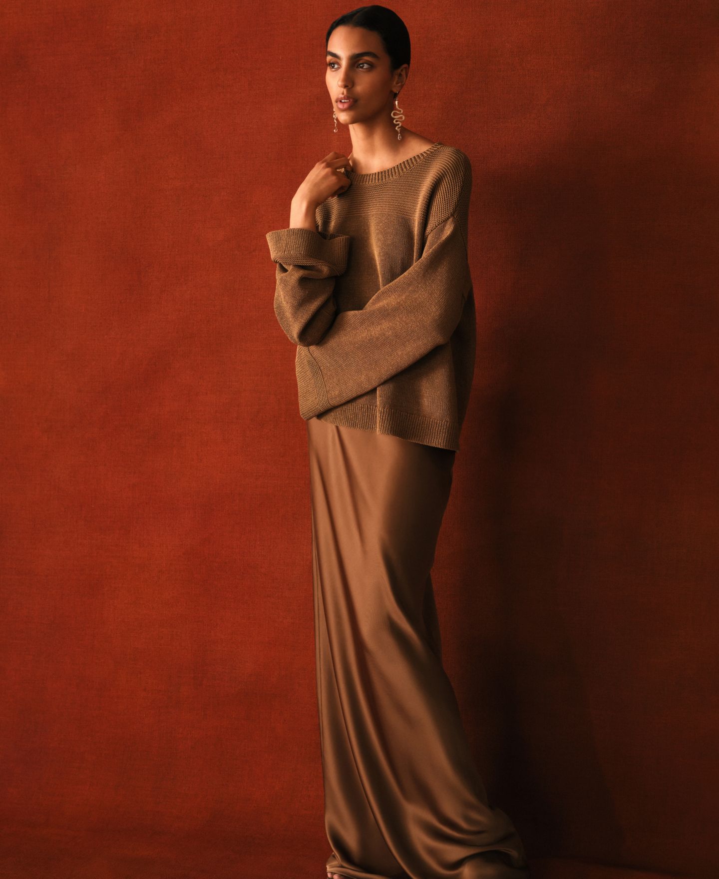 Женская юбка Lauren Ralph Lauren A-Line Charmeuse Maxi, цвет: Табачный бронзовый — фото 7
