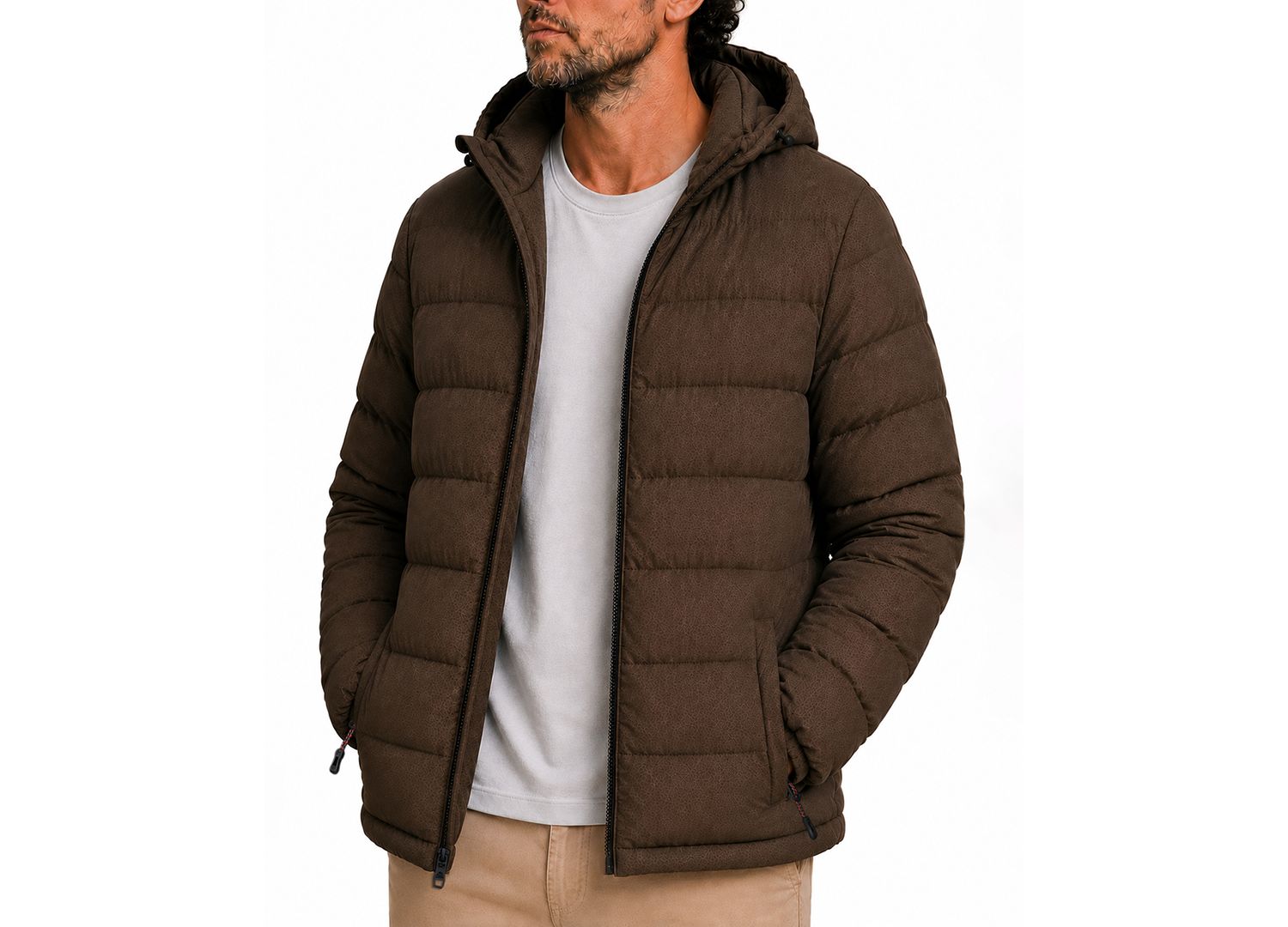 Men's Stretch Insulated Hooded Puffer Jacket