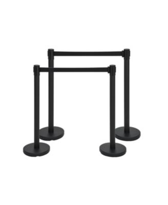 4 Pack Retractable Belt Stanchions 6.6 Feet Crowd Control Queue Barriers with Heavy Base Steel Posts for Airport