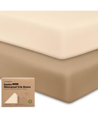 2pk Soothe Waterproof Fitted Crib Sheets for Girl, Boy, 100% Soft Cotton Crib Mattress Protector Sheet