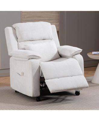 Power Recliner Chair with Chenille Upholstery and Lumbar Pillow