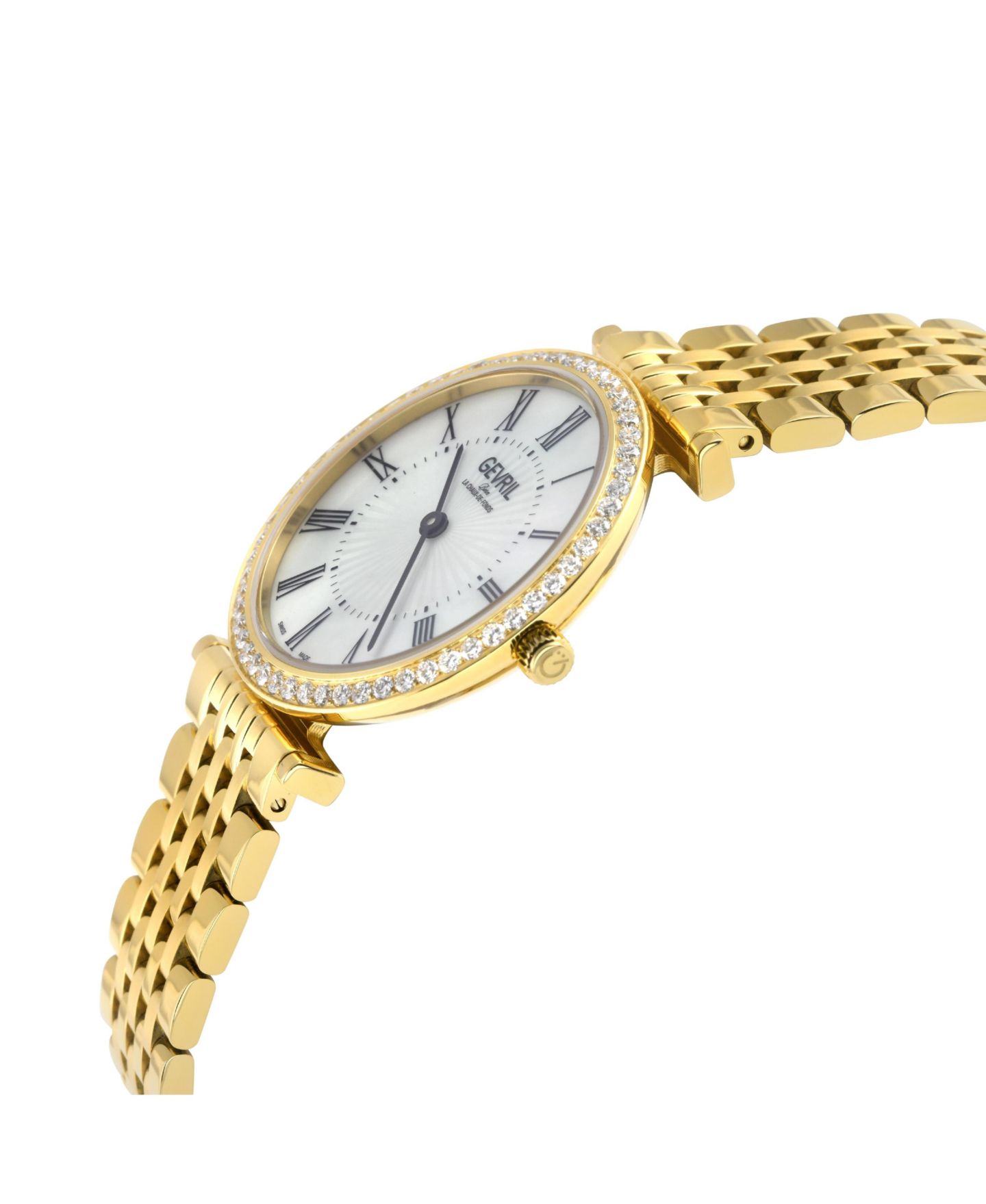 Женские часы Gevril Atelier 57 Swiss Quartz Diamond IP Stainless Steel Bracelet Watch, цвет: Золотой — фото 3
