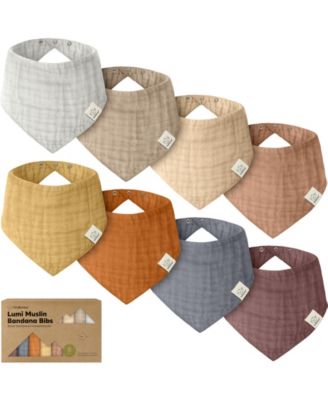 8pk Lumi Muslin Baby Bibs, Bandana Bibs for Baby Boy, Baby Girl, Muslin Drool Bib for Newborn, Toddler