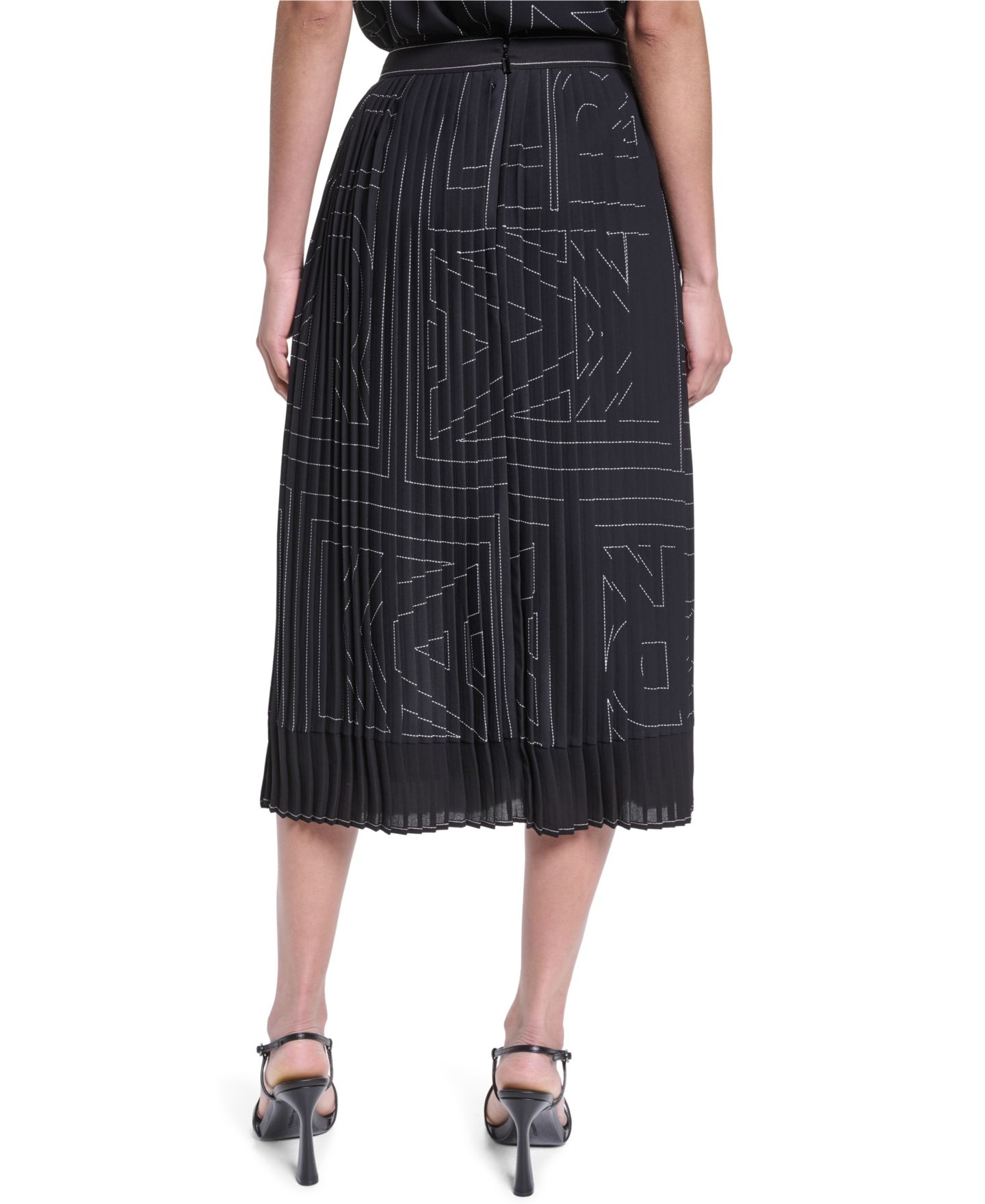 Женская юбка KARL LAGERFELD PARIS Pleated Midi, цвет: Чёрный / Мягкий белый — фото 5