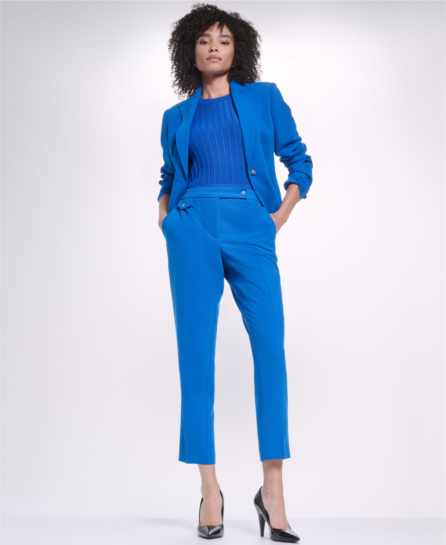 Women's V-Neck Cropped Tailored Blazer
