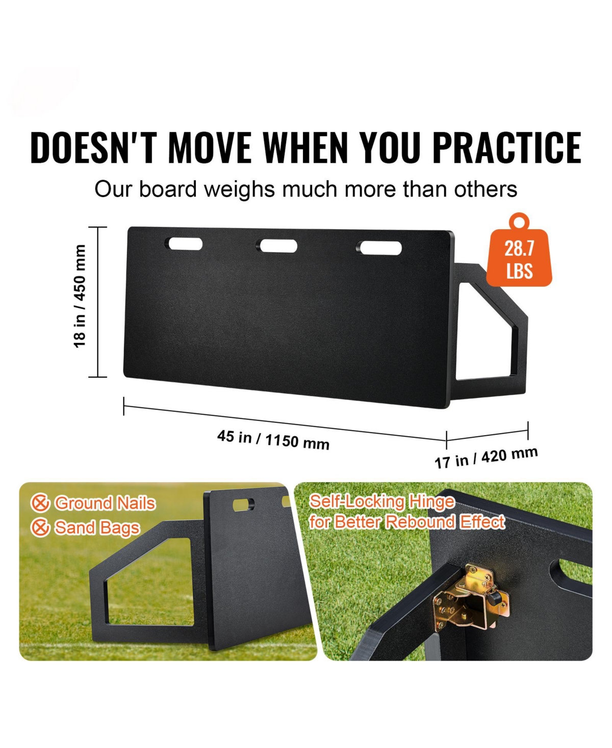 Vevor 45"X18" Soccer Rebounder Board Portable Soccer Wall with 2 Angles Rebound
