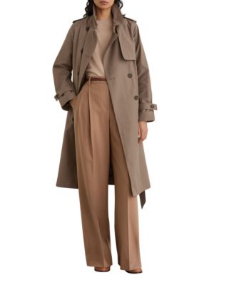 Women's Azura Double-Breasted Hooded Gabardine Trench Coat