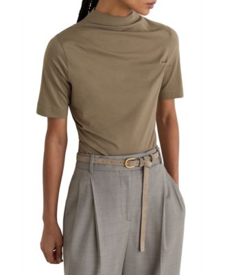Women's Tulia High-Neck Draped Short-Sleeve Top