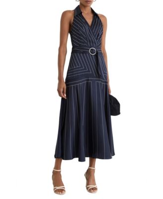 Women's Casey Striped Fit & Flare Collared Midi Dress