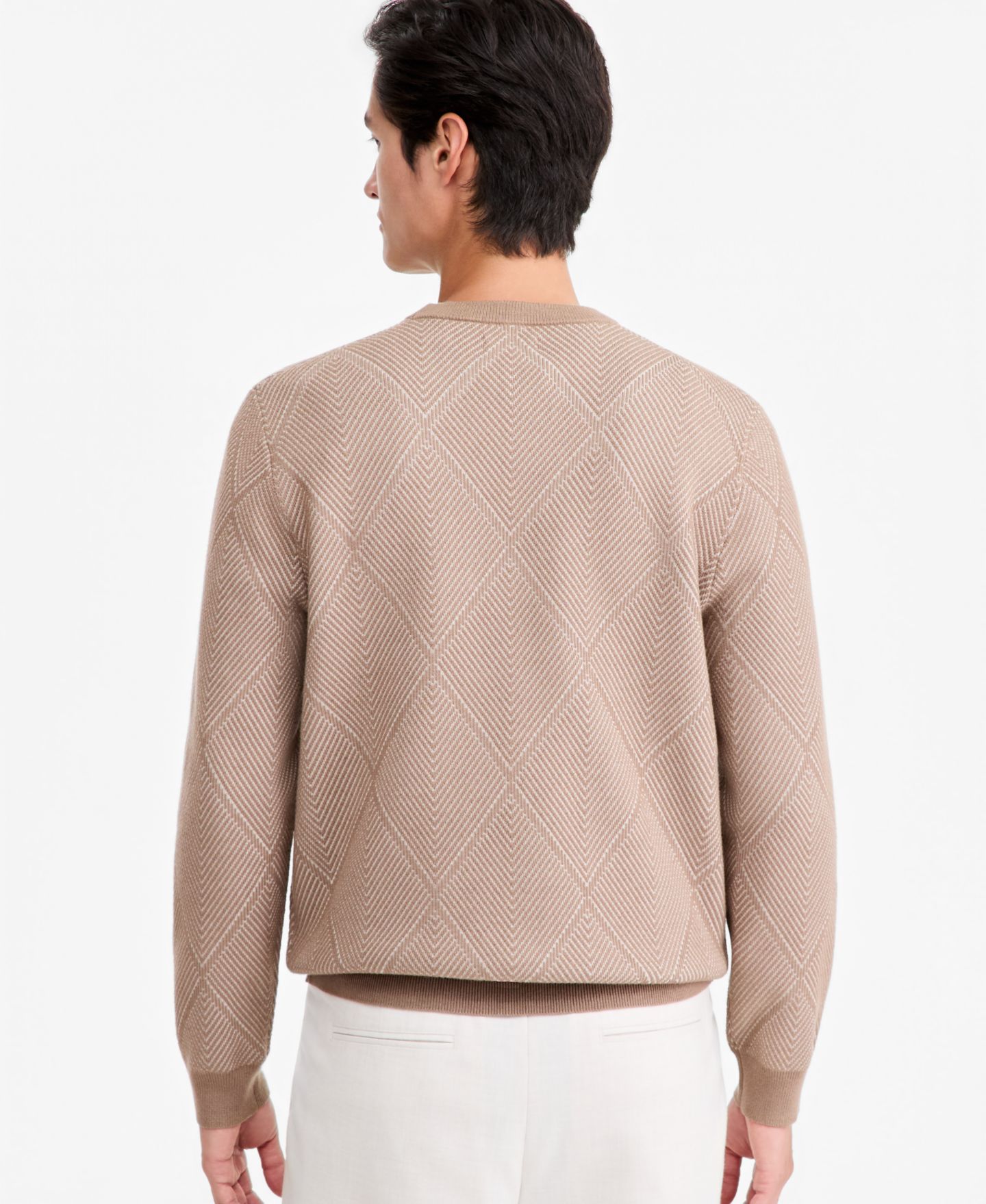 Мужской свитер Alfani Criss-Cross Jacquard Crewneck, цвет: Cracked Wa — фото 3