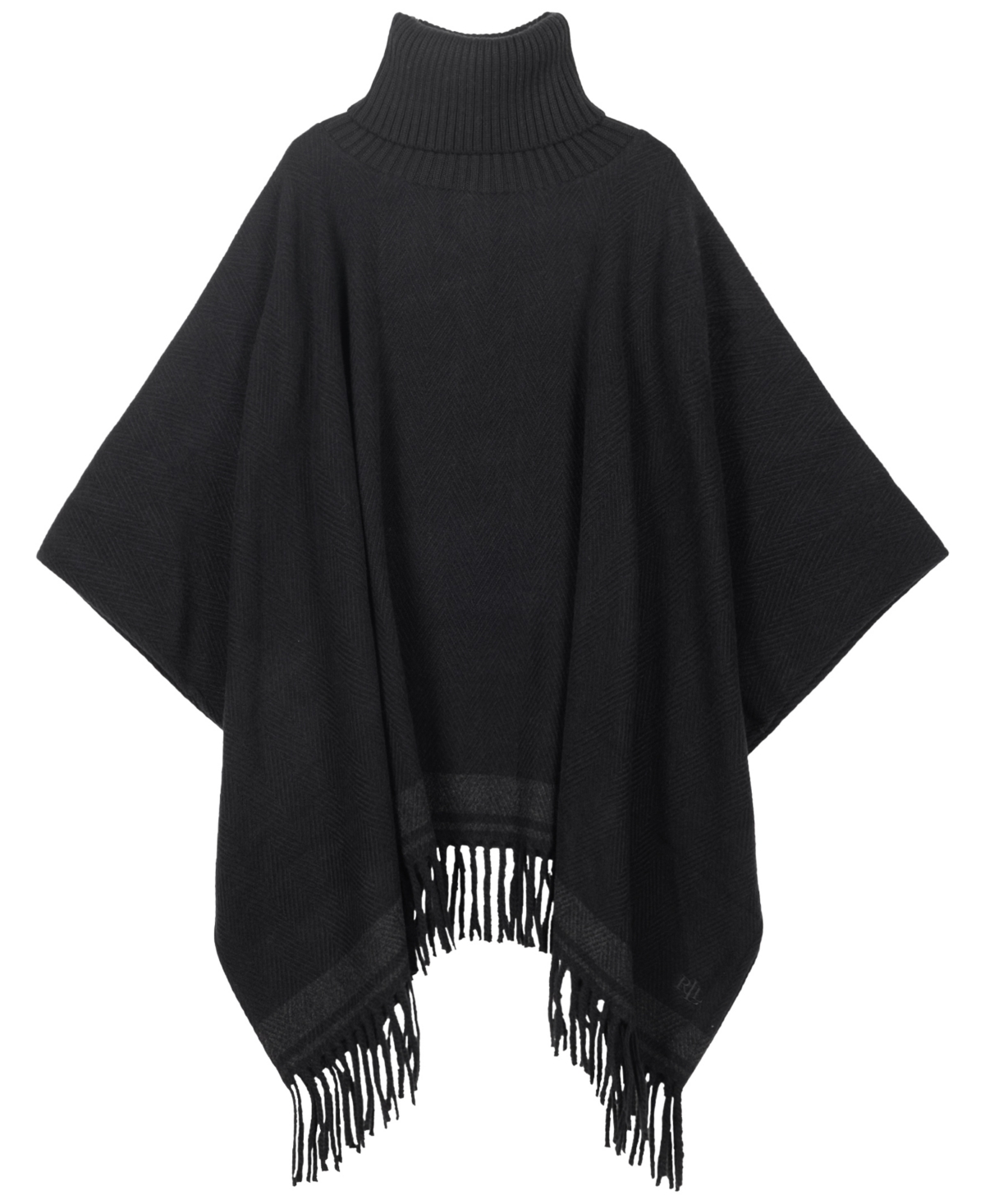 Lauren Ralph Lauren Woven Knit Collar Ruana - Black/Charcoal