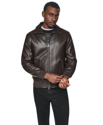 Men's Faux Leather Bomber Jacket