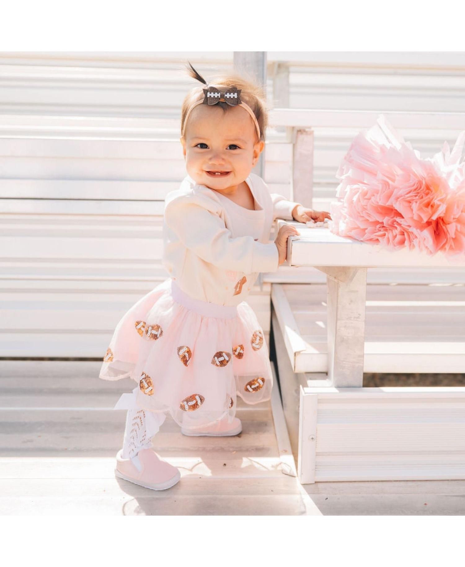 Big Girls (6-10) Mini Sequin Footballs Tutu Skirt