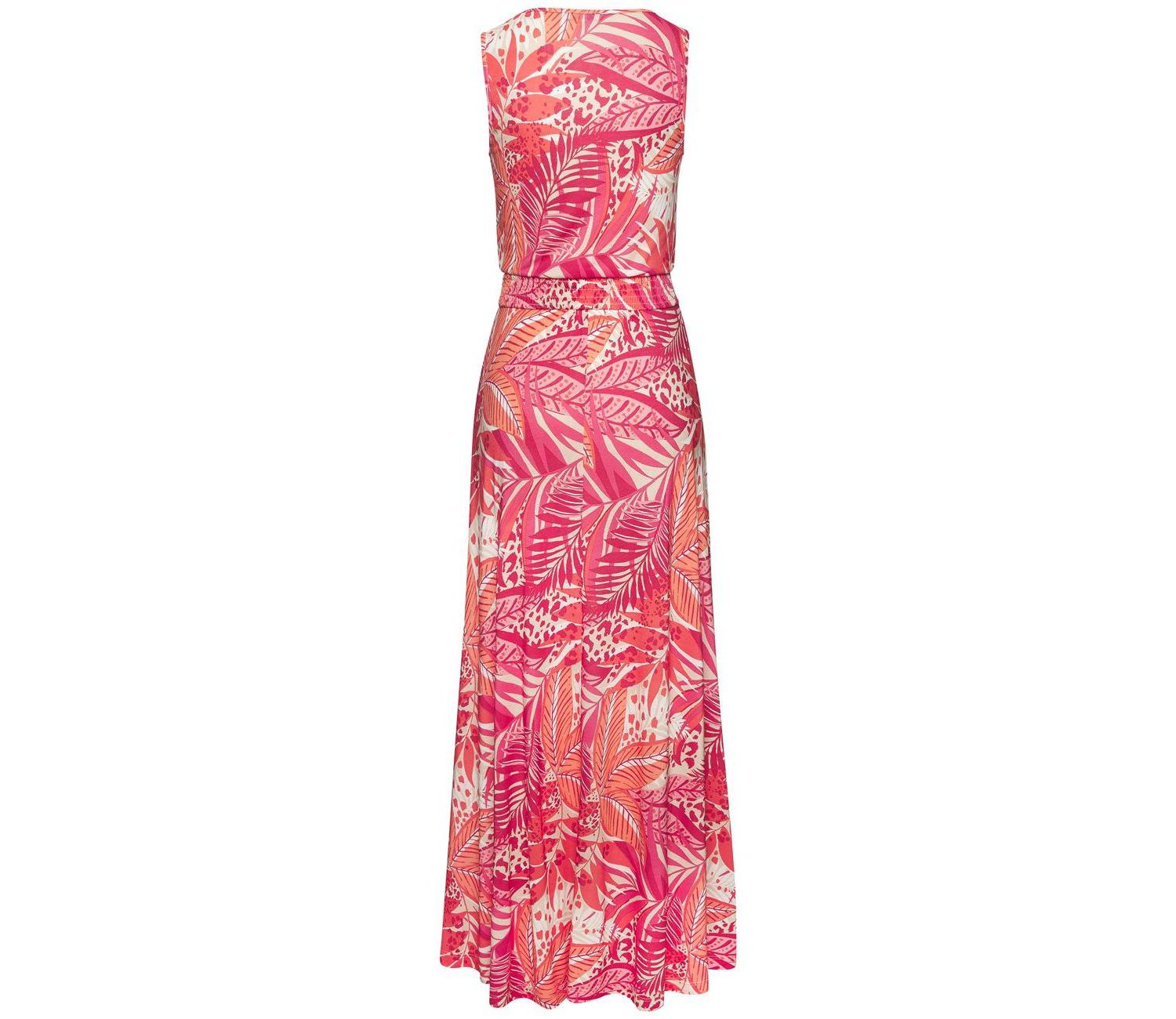Women's Viscose Printed Smocked Waist A-Line V-Neck Maxi Dress