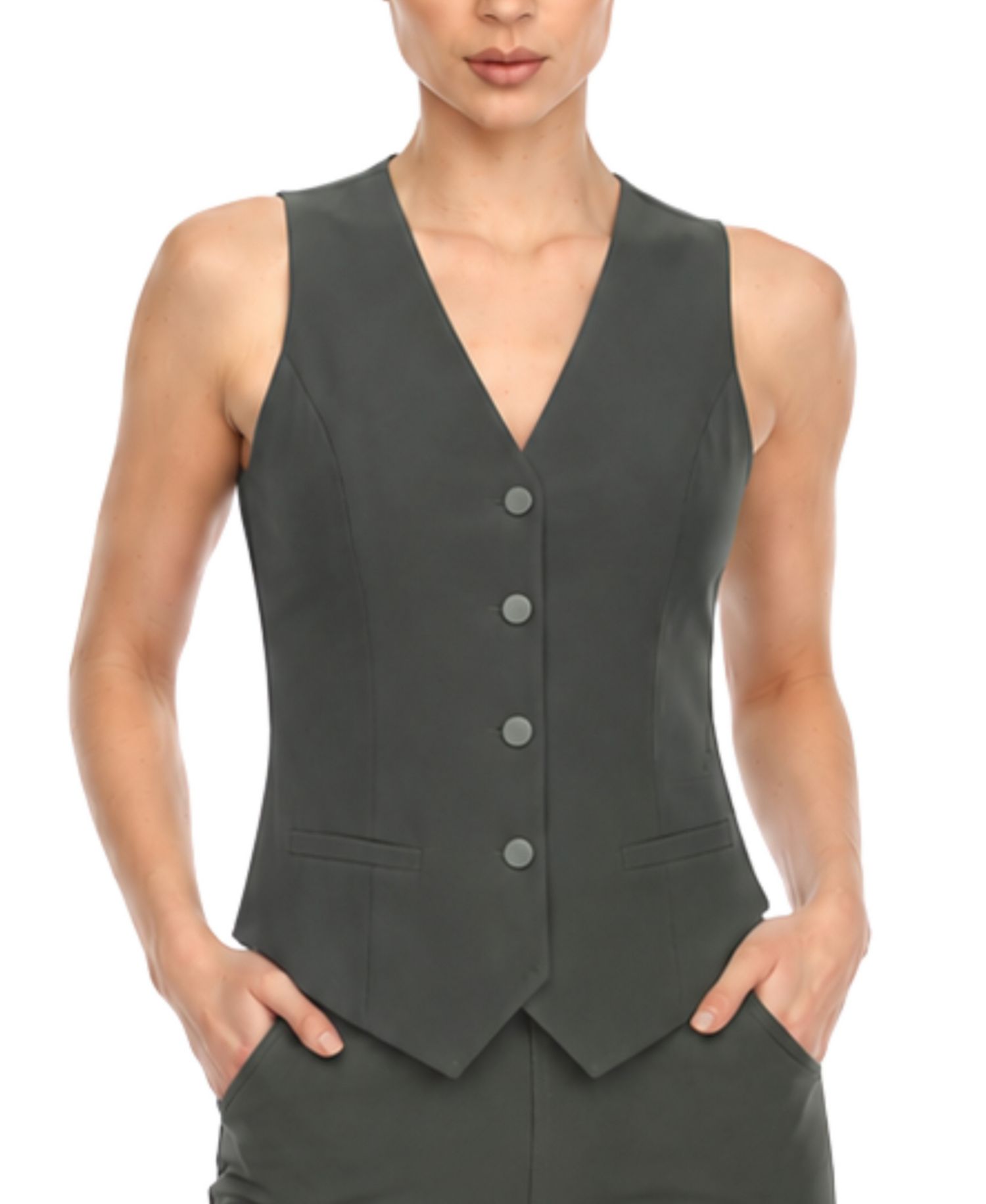 Women's Tailored Button-Front Vest