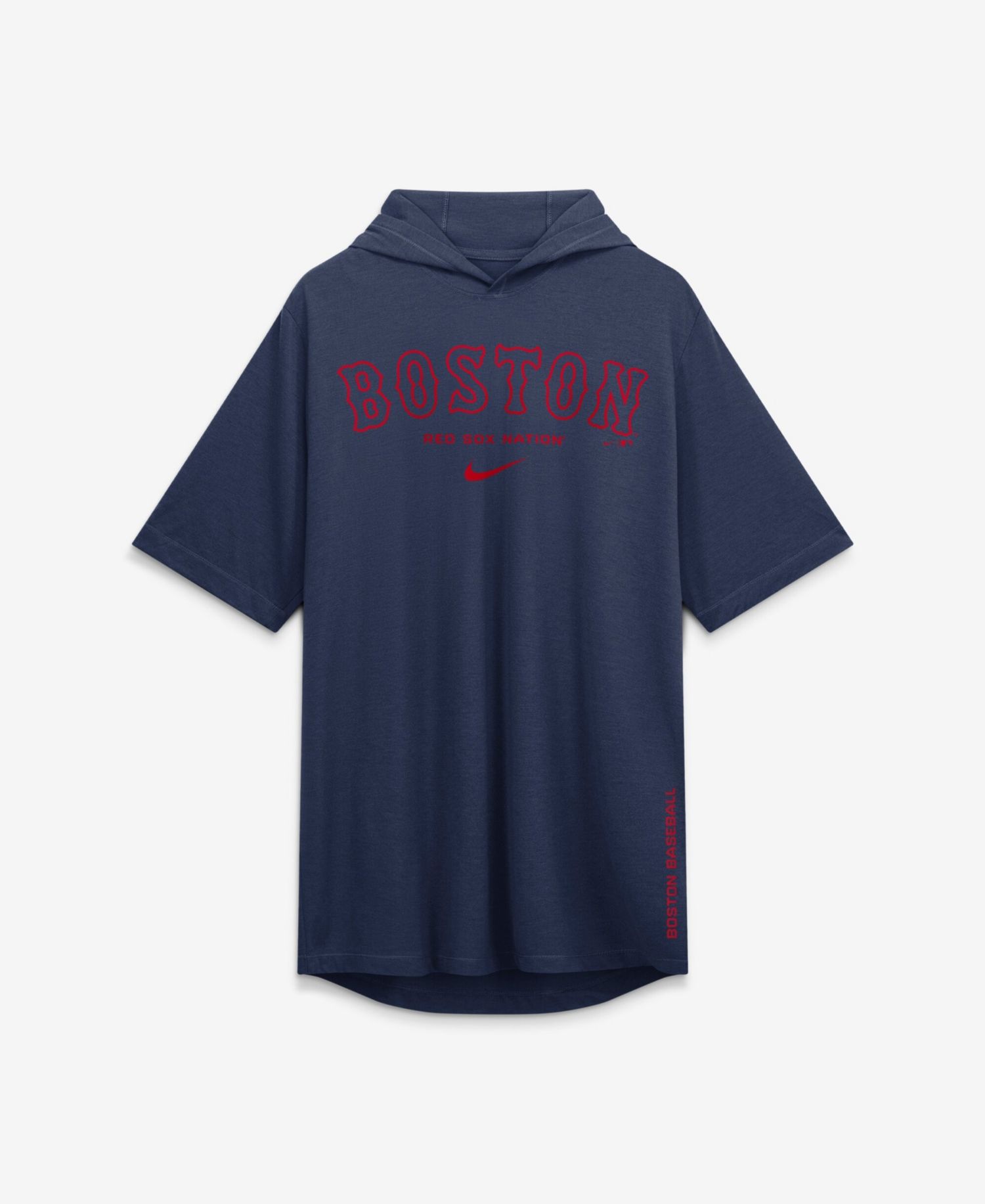 Men's Navy Boston Red Sox Arched Wordmark Tri-Blend Hooded T-Shirt