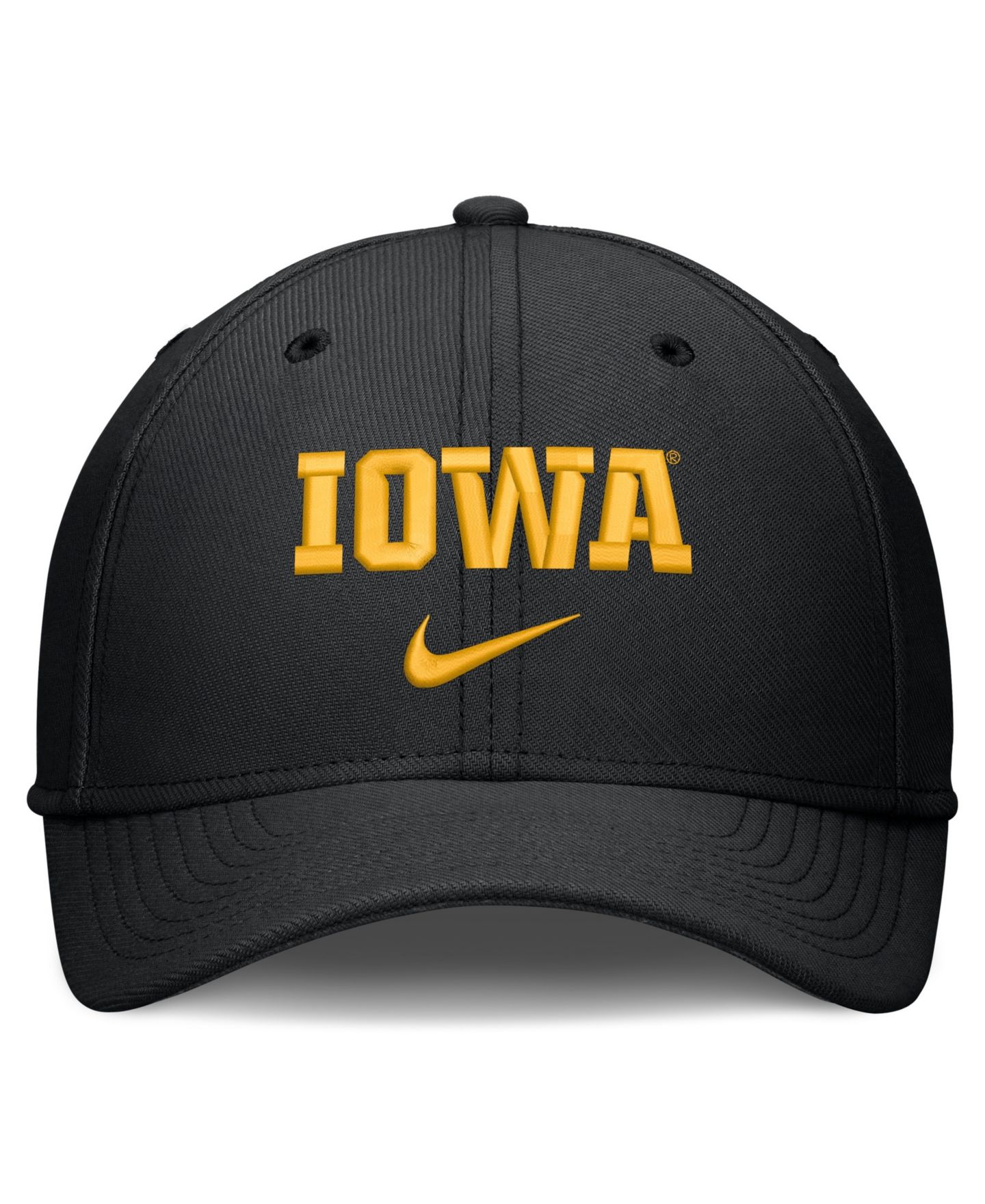 Мужская кепка Nike Black Iowa Hawkeyes Rise On-Field Swoosh Flex Dri-FIT Flex Hat — фото 2