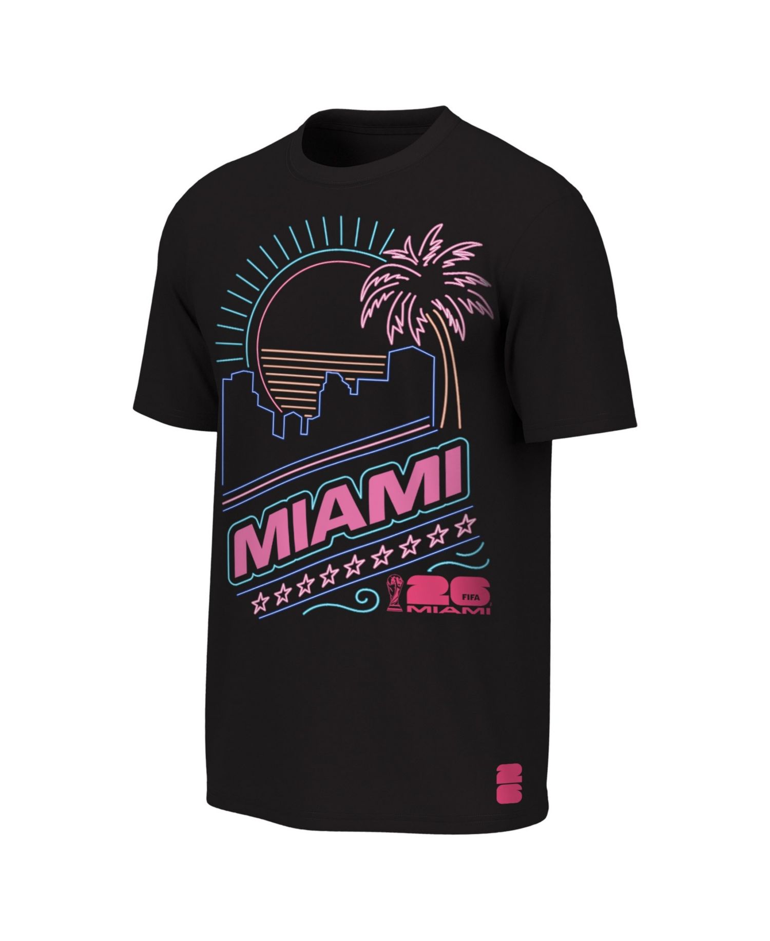 Big Boys and Girls Black FIFA World Cup 2026 Miami Neon City Night T-Shirt