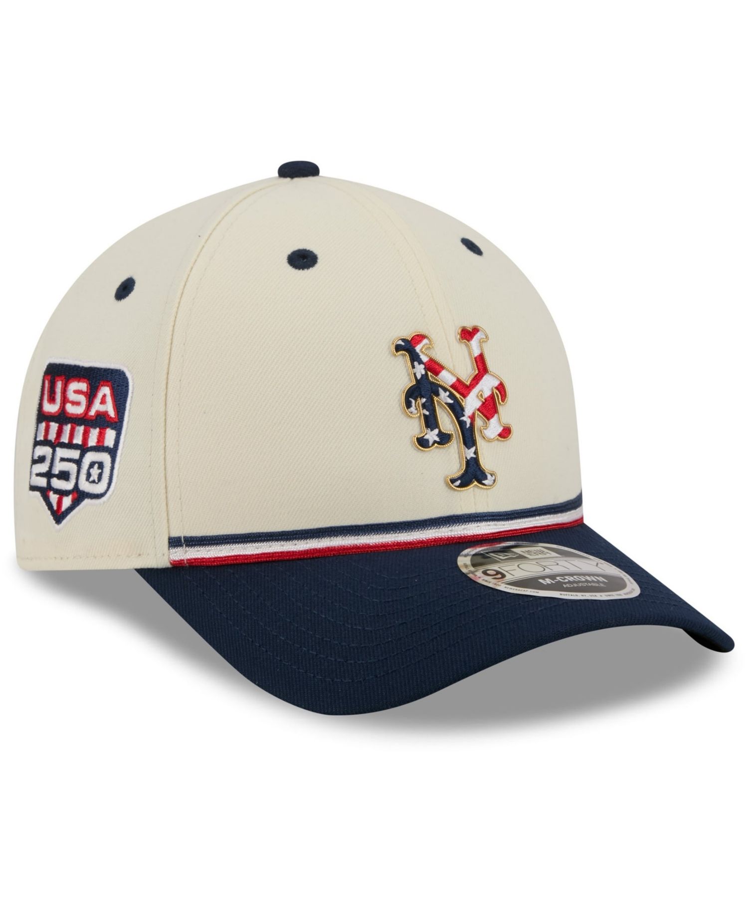 Big Boys and Girls Cream/Navy New York Mets USA 250 9FORTY M-Crown Adjustable Hat