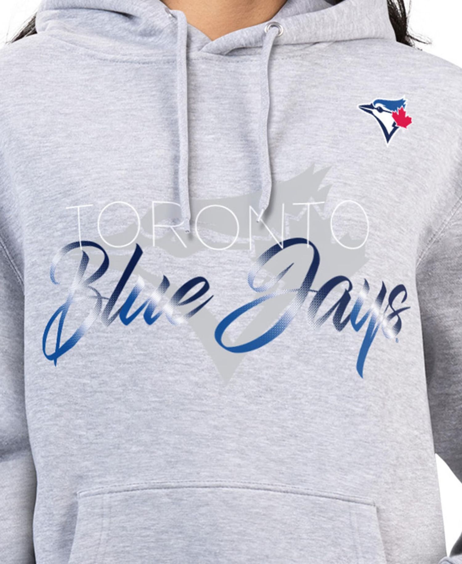 Women's Heather Gray Toronto Blue Jays Shadow Logo Graphic Pullover Hoodie