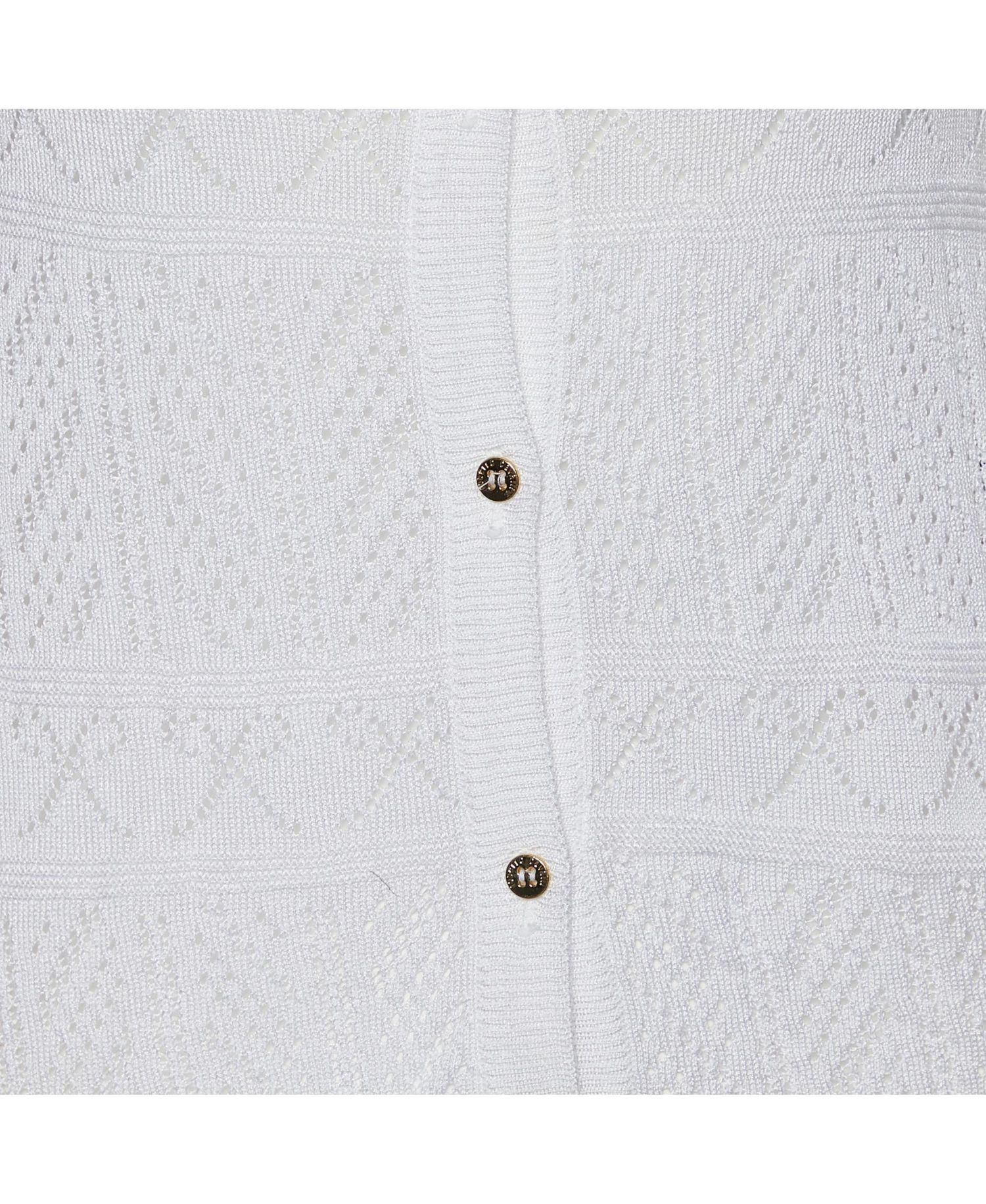 Women's Perforated Knit and Printed Silk Sleeve Cardigan