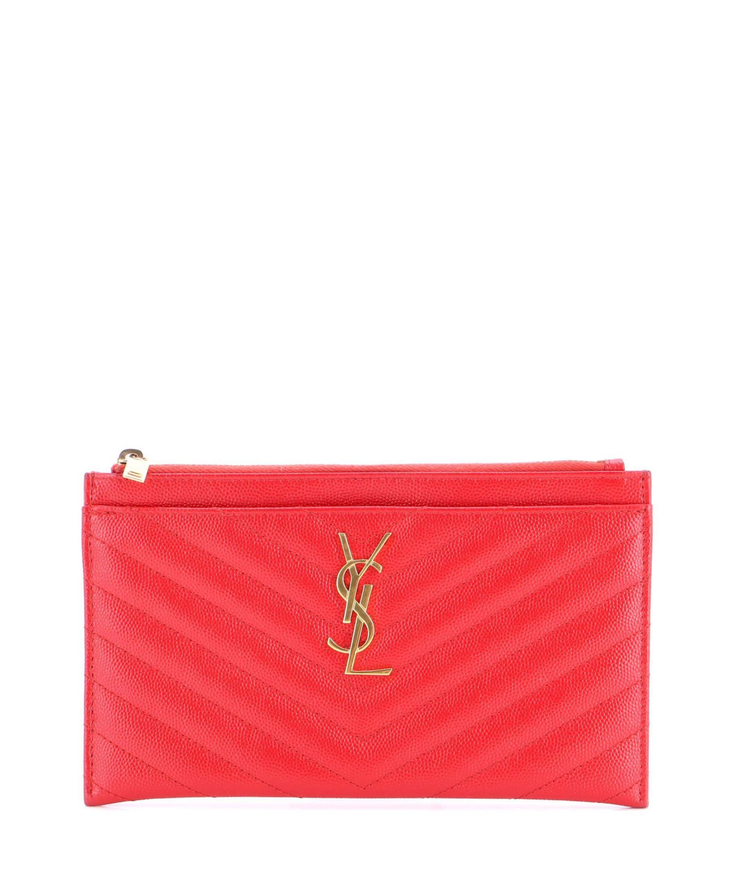 Medium Classic Monogram Zip Bill Pouch Matelasse Chevron Leather