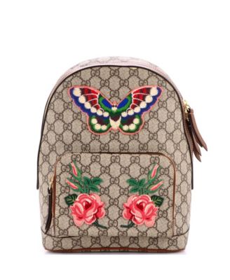 Small Zip Pocket Backpack Embroidered GG Coated Canvas
