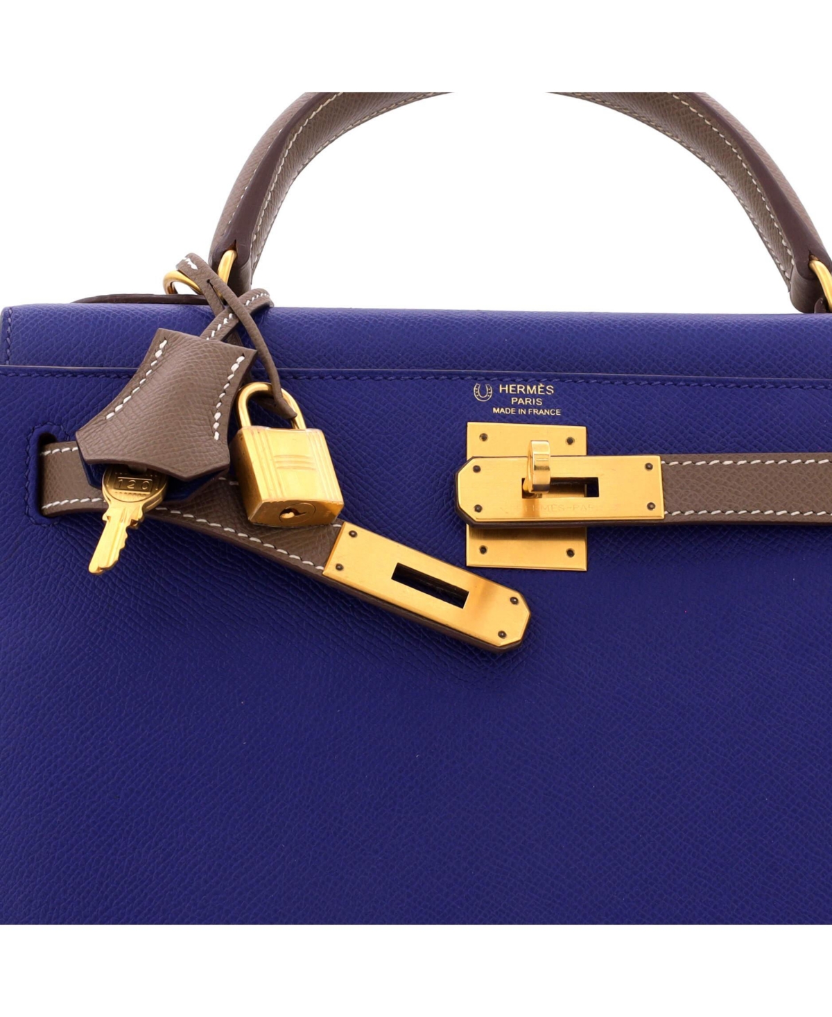 Pre-Owned HERMES Kelly 28 Handbag Bicolor Epsom with Brushed Gold Hardware