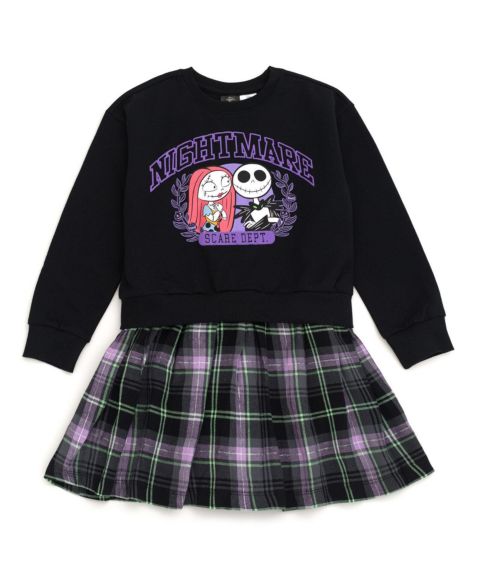 Платье Nightmare Before Christmas Fleece Plaid Dress для девочек-малышей, цвет: Фиолетовый