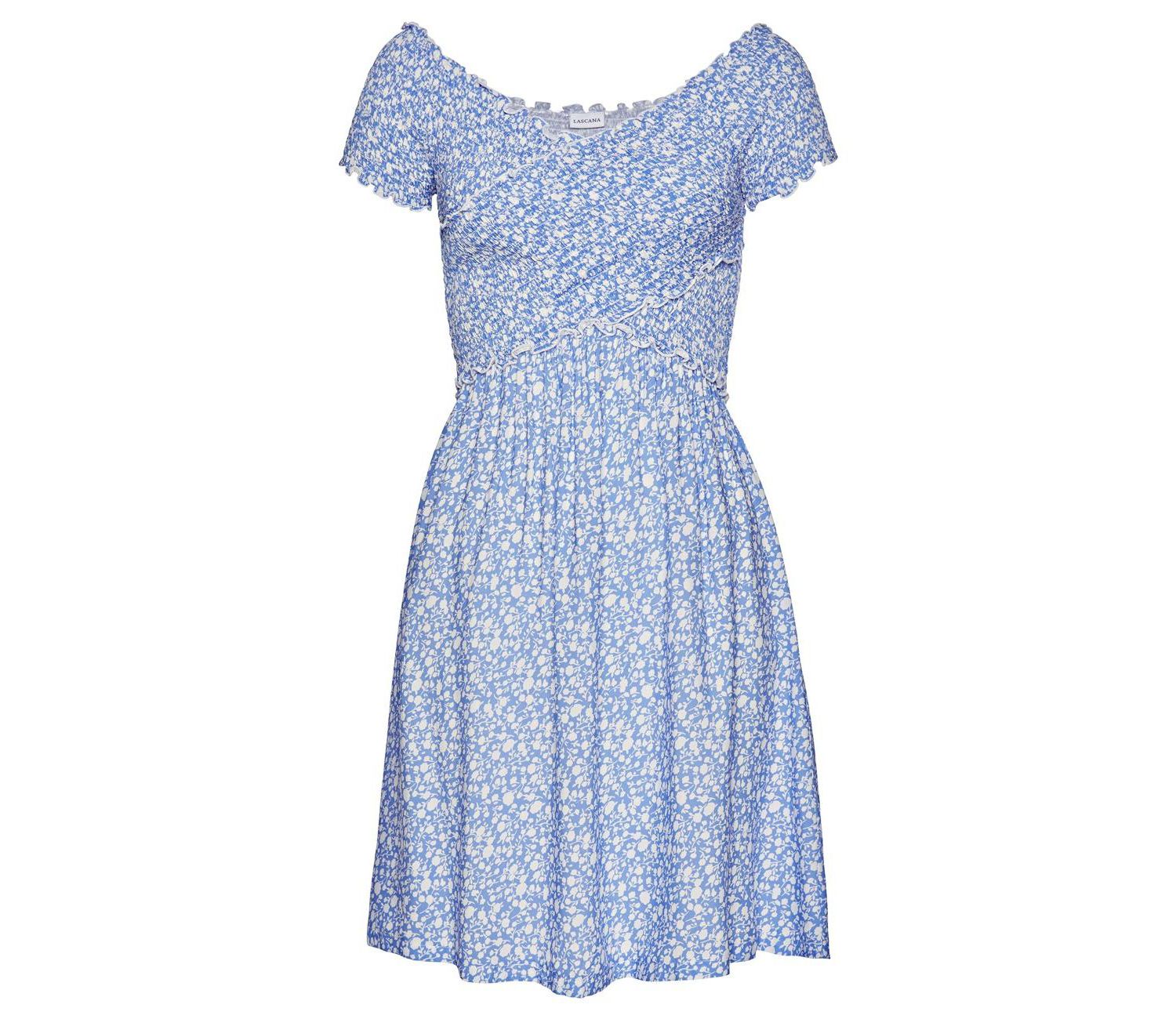 Women's Viscose Printed Smocked Pattern A-Line Short Dress