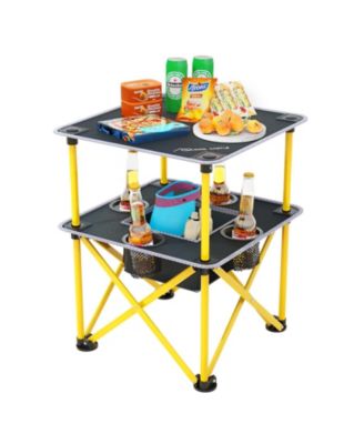 Folding Camping Table Portable Outdoor Picnic Lightweight Square Camp Cup Holders Food Basket Travel Bag
