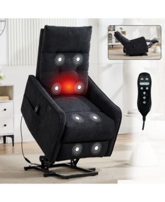 Power Lift Recliner Chair with Massage and Heat, Single Motor Reclining Chair with USB Port, 155degree(s) Recline Lift Chair for Elderly
