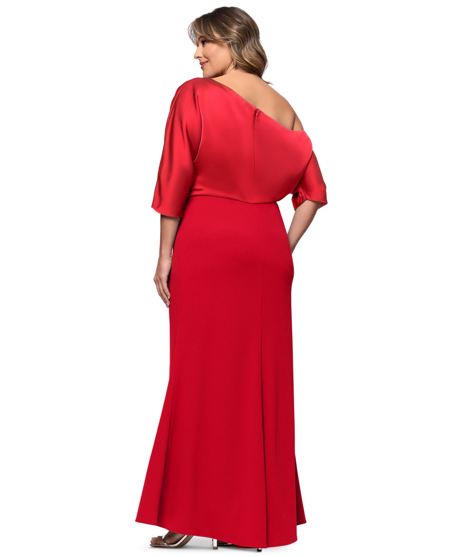 Plus Size Asymmetrical Neck Long Dress