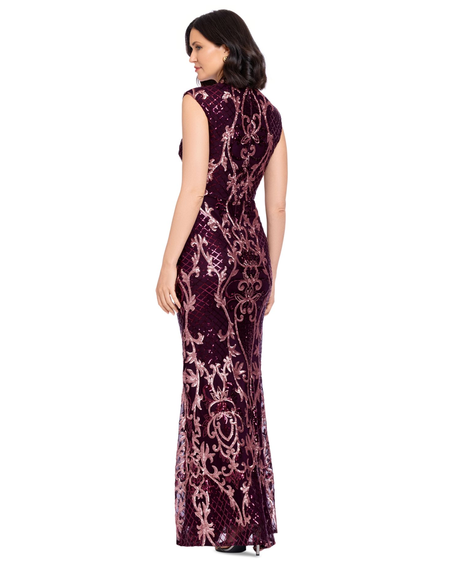 Petite Sequin Mock Neck Maxi Dress