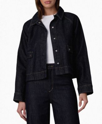 Women's Collared Patch Pocket Denim Swing Jacket