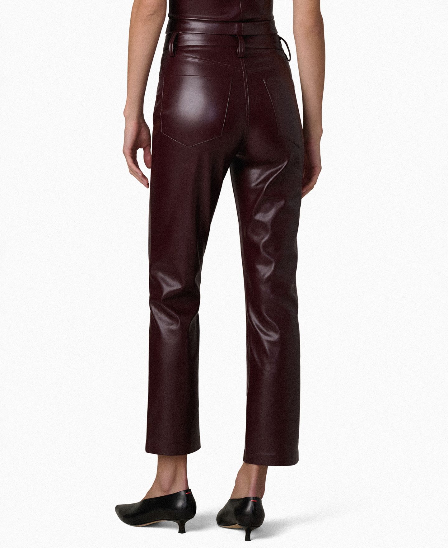 Женские брюки Joe's Jeans The Margot Faux-Leather High-Rise Slim Ankle, цвет: Каберне — фото 6