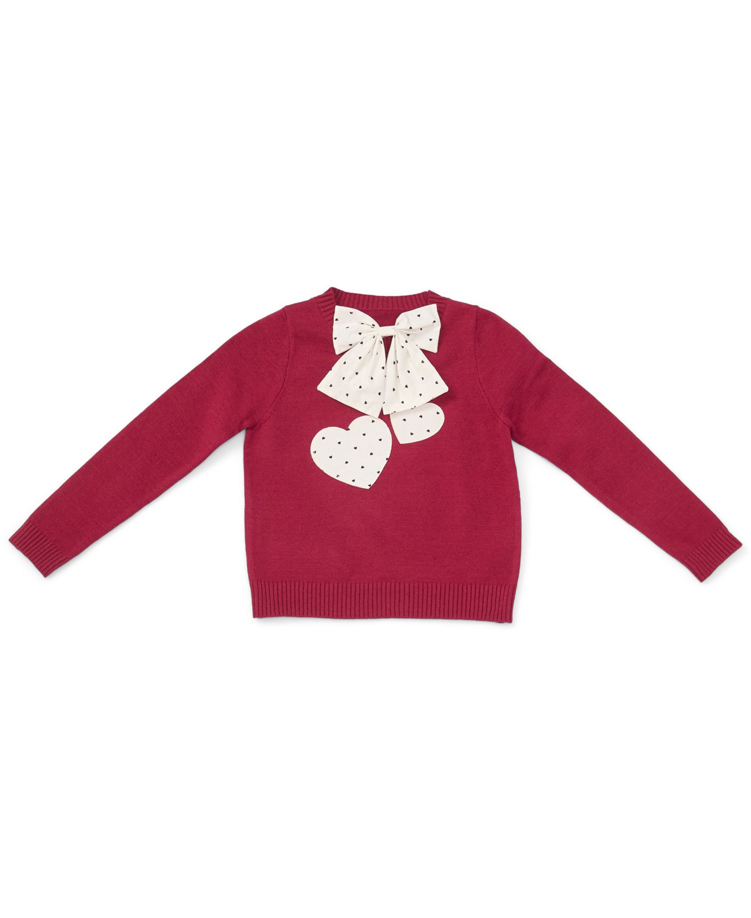 Girls' 4-16 Bow and Heart Crewneck Sweater