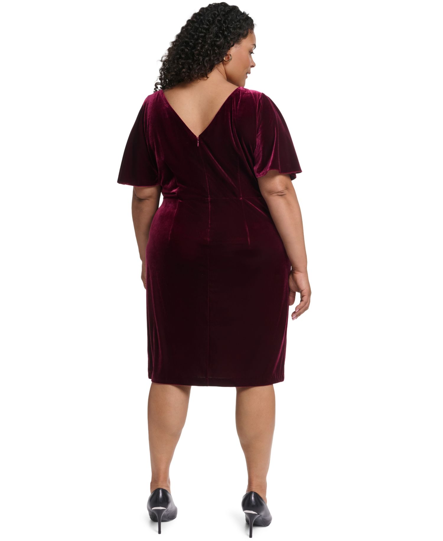Petite Boat Neck Velvet Dress