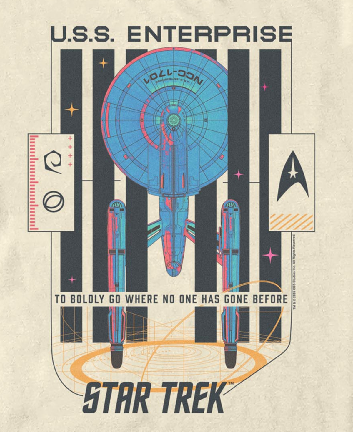 Fifth Sun Men's Star Trek The Original Series Uss Enterprise T-Shirt